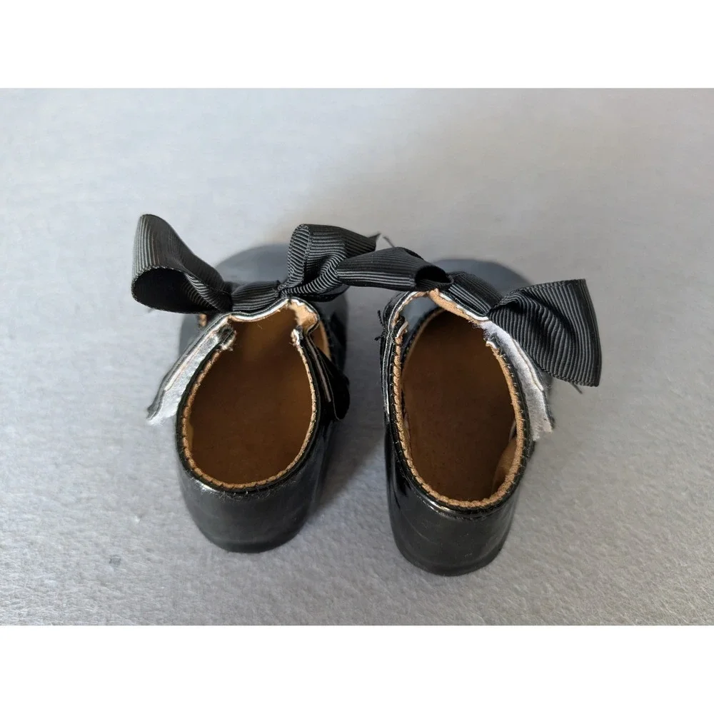 Girls Black Patent Leather Dress‎ Shoes w/ Bows Toddler Party Special Occasion
